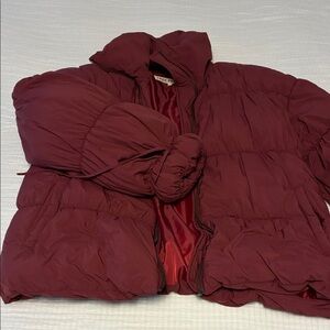 Free People Deep Red Puffer Jacket